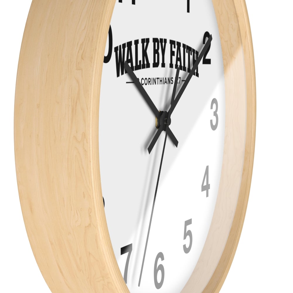 Image of Walk By Faith Wall Clock — Inspirational Christian Home Clock (2 Corinthians 5:7)