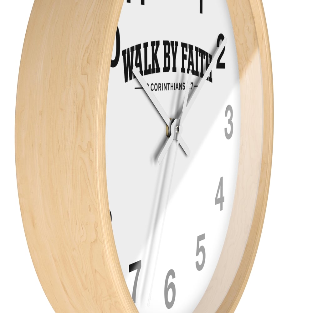Image of Walk By Faith Wall Clock — Inspirational Christian Home Clock (2 Corinthians 5:7)