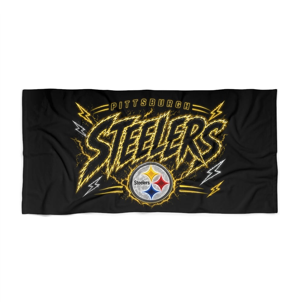 Image of Pittsburgh Steelers Lightning Logo Beach Towel
