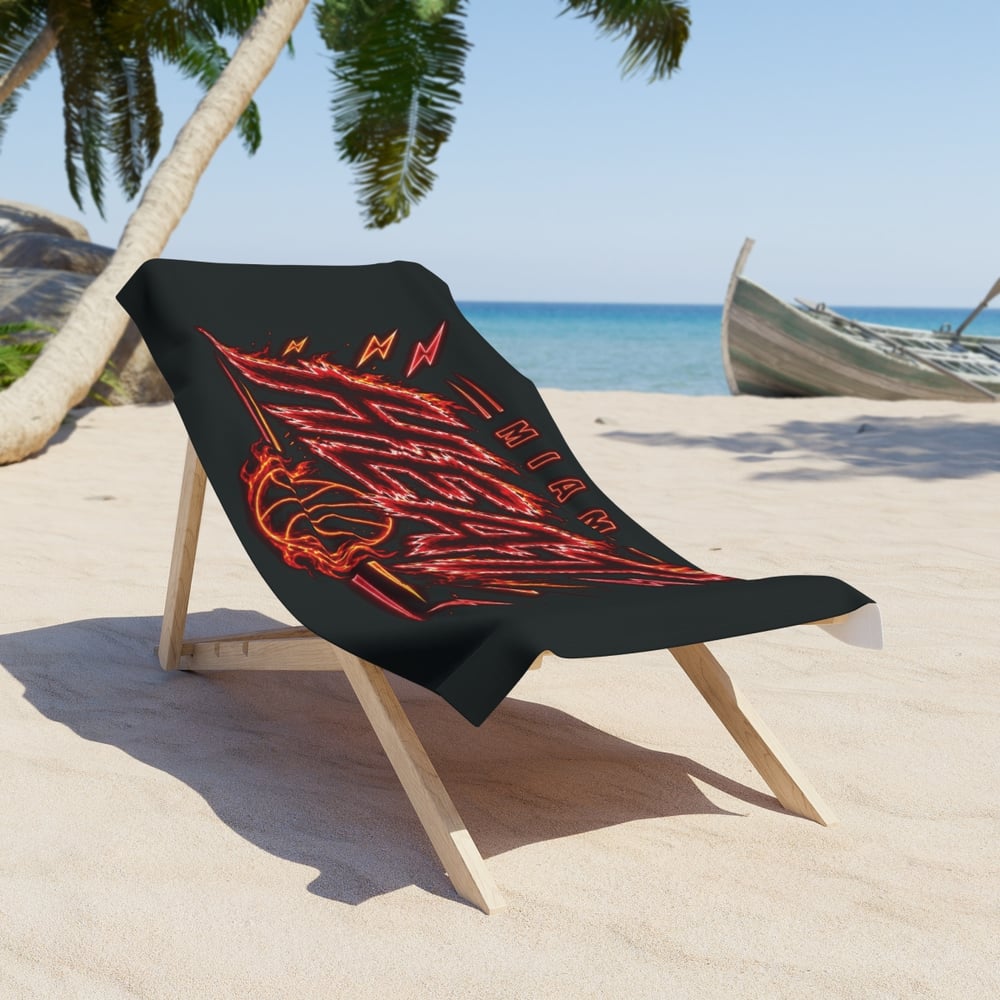 Image of Miami Heat Flame Logo Beach Towel — Basketball Team Fan Towel