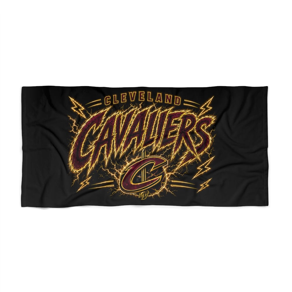 Image of Cleveland Cavaliers Lightning Beach Towel — NBA Team Logo Design