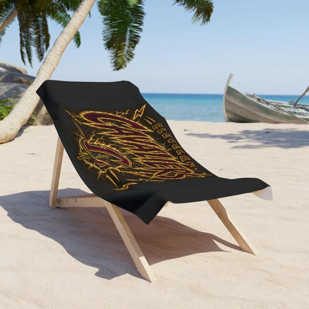Image of Cleveland Cavaliers Lightning Beach Towel — NBA Team Logo Design