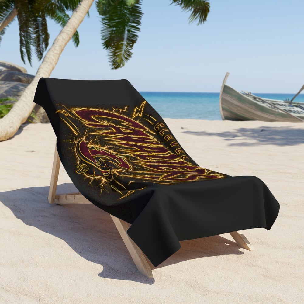 Image of Cleveland Cavaliers Lightning Beach Towel — NBA Team Logo Design