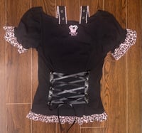 Image 2 of black x pink leopard "perilous heart" print cutsew