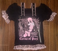 Image 1 of black x pink leopard "perilous heart" print cutsew