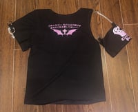Image 2 of black x purple "perilous heart" print punky cutsew