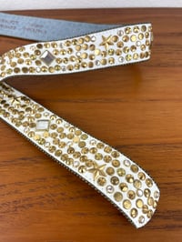 Image 6 of Copy of Vintage 1980s Brass Cowskull Crystal Embellished Leather Studded Belt by Chad Calvin