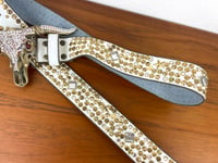Image 7 of Copy of Vintage 1980s Brass Cowskull Crystal Embellished Leather Studded Belt by Chad Calvin