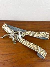 Image 8 of Copy of Vintage 1980s Brass Cowskull Crystal Embellished Leather Studded Belt by Chad Calvin