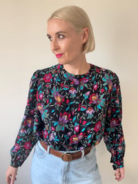 Image 1 of  Vintage Joseph Ho Long Sleeve Silk Floral Blouse