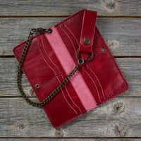 Image 2 of Long Wallet-Red/Black/Antique Brass