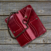 Image 2 of Long Wallet-Red/Red/Antique Brass