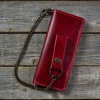 Image 1 of Long Wallet-Red/Red/Antique Brass