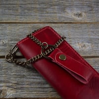 Image 3 of Long Wallet-Red/Red/Antique Brass
