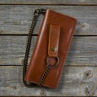 Image 1 of Long Wallet-Lt Brown/Wine/Antique Brass