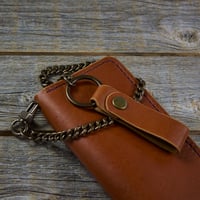 Image 3 of Long Wallet-Lt Brown/Wine/Antique Brass