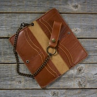 Image 2 of Long Wallet-Lt Brown/Wine/Antique Brass