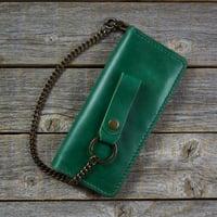 Image 1 of Long Wallet-Green/Green/Antique Brass