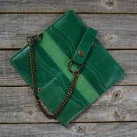 Image 2 of Long Wallet-Green/Green/Antique Brass