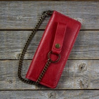 Image 1 of Long Wallet-Red/Black/Antique Brass II