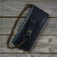 Image 1 of Long Wallet-Black/Black/Antique Brass