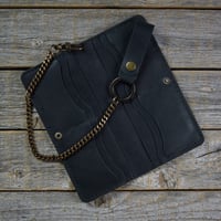 Image 2 of Long Wallet-Black/Black/Antique Brass