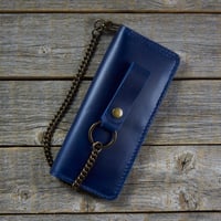 Image 1 of Long Wallet-Blue/Blue/Antique Brass