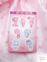 Image 2 of Circus Cookies Stickers | Pastel Goth Kitsch Animal Art on Matte Vinyl Sheets