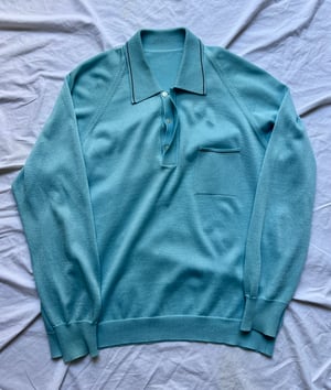 Vintage Baby Blue Knitted Polo - Size S