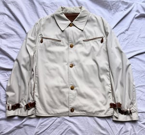 Hermès Cream Jacket with Contrasting Leather Detail - Size 50