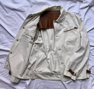 Hermès Cream Jacket with Contrasting Leather Detail - Size 50