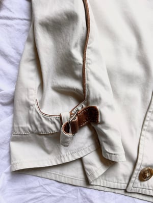 Hermès Cream Jacket with Contrasting Leather Detail - Size 50