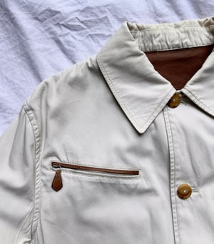 Hermès Cream Jacket with Contrasting Leather Detail - Size 50