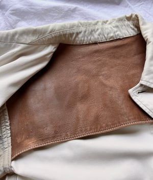 Hermès Cream Jacket with Contrasting Leather Detail - Size 50