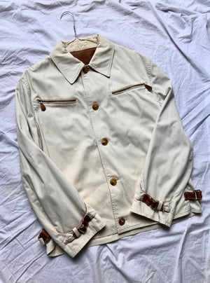 Hermès Cream Jacket with Contrasting Leather Detail - Size 50
