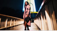 Image 1 of Black Aldo Envelope Clutch with Gold Bar Accent