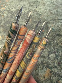 Image 3 of Hand Marbled Wooden Dip Pens / Calligraphy Pens (slight '2nds')