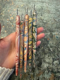 Image 2 of Hand Marbled Wooden Dip Pens / Calligraphy Pens (slight '2nds')