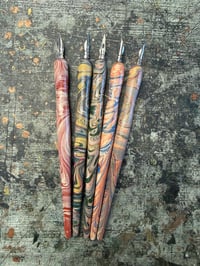 Image 5 of Hand Marbled Wooden Dip Pens / Calligraphy Pens (slight '2nds')