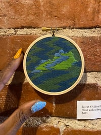 Image 1 of Original Hand Embroidery Artwork - Secret KY (Blue/Green)