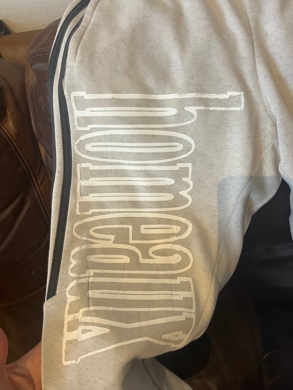 **UPCYCLED**S LITE GREY ADIDAS SWEATPANTS "HOMEAUX" VERTICAL YT INK