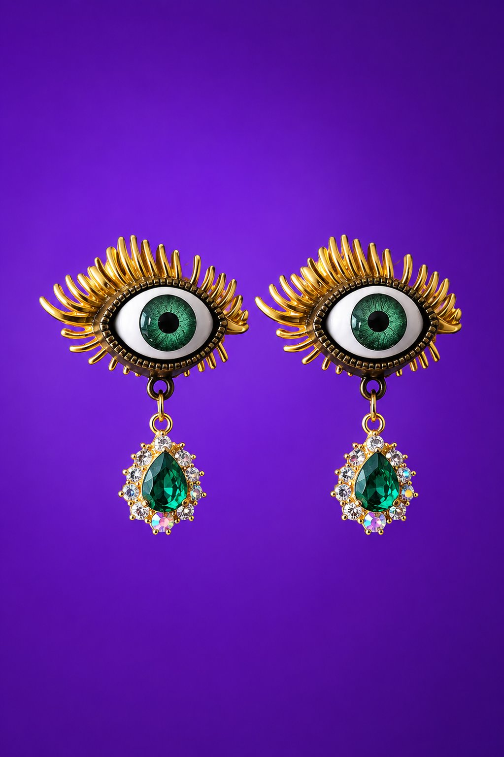 Image of Usagi Surreal Eyes Drop-Stone Earrings