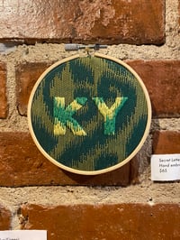 Image 2 of Original Hand Embroidery Artwork - Secret Letters - “KY” (Green)