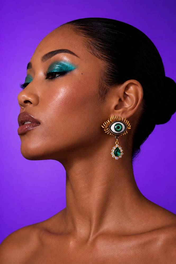 Image of Usagi Surreal Eyes Drop-Stone Earrings