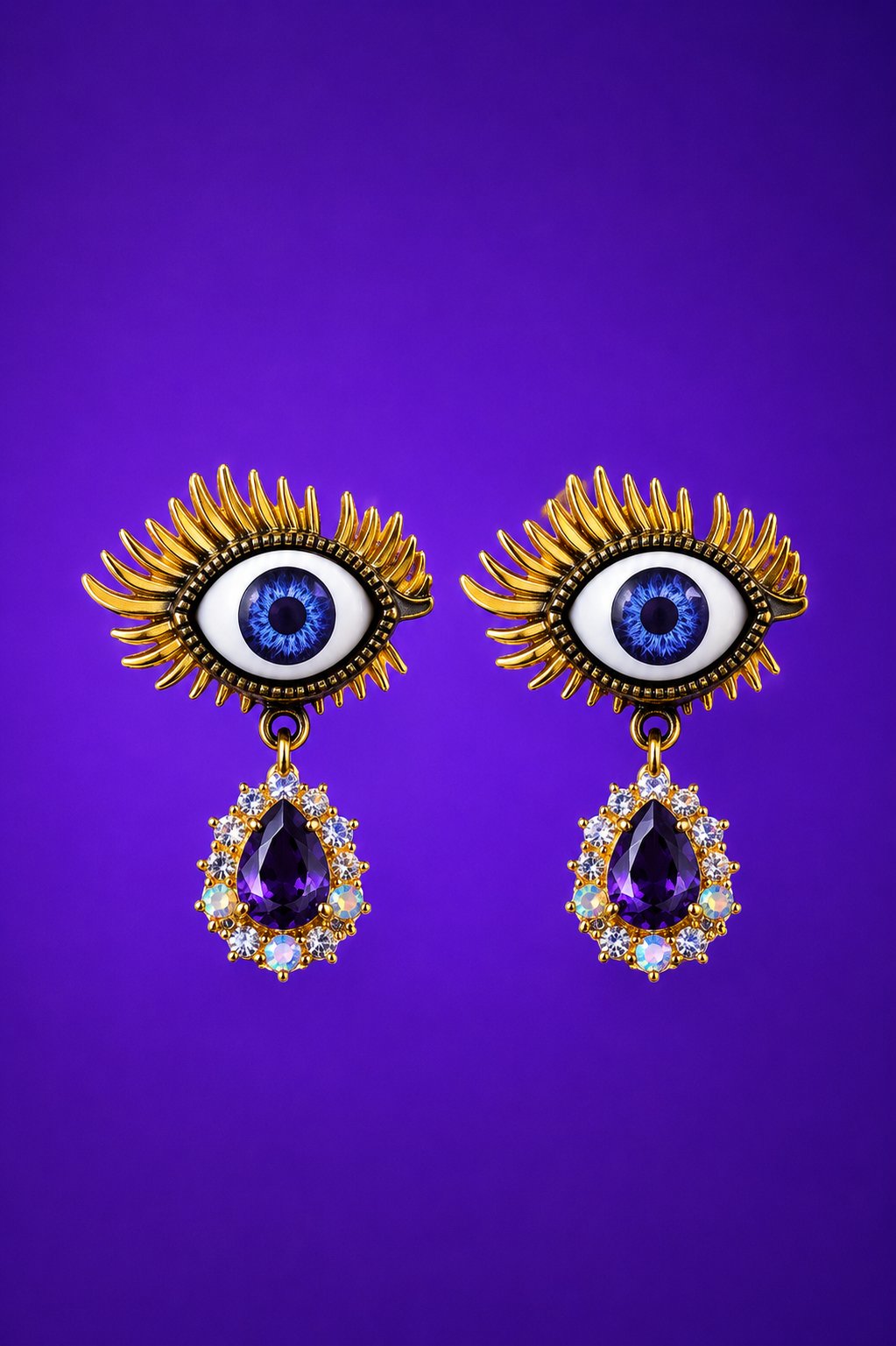 Image of Mako Surreal Eyes Drop-Stone Earrings