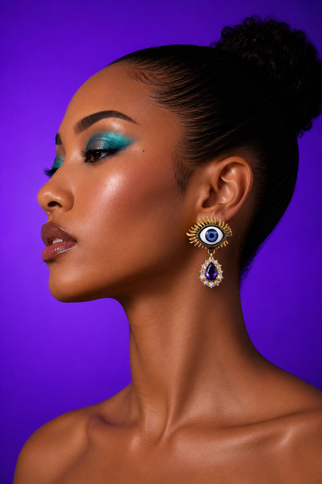 Image of Mako Surreal Eyes Drop-Stone Earrings