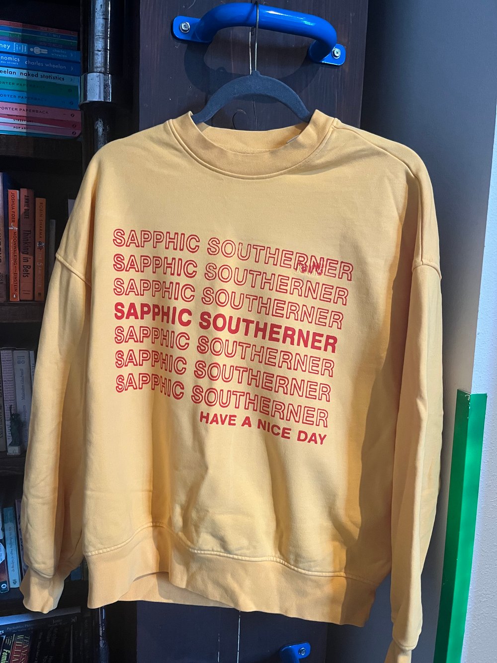 **UPCYCLED**S YELLOW LEVI'S SWEATER "SAPPHIC SOUTHERNER" REPEATING