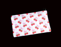 Image 2 of Handmade Strawberry Matching Set, fruit, pink, stripes, gift, zipper, book, lanyard, notepad