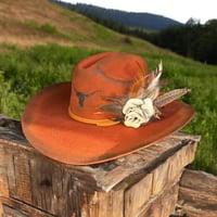 Image 1 of UT Longhorn Burned Cowboy Hat and Fascinator