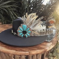 Image 1 of Squash Blossom Turquoise Hat Fascinator